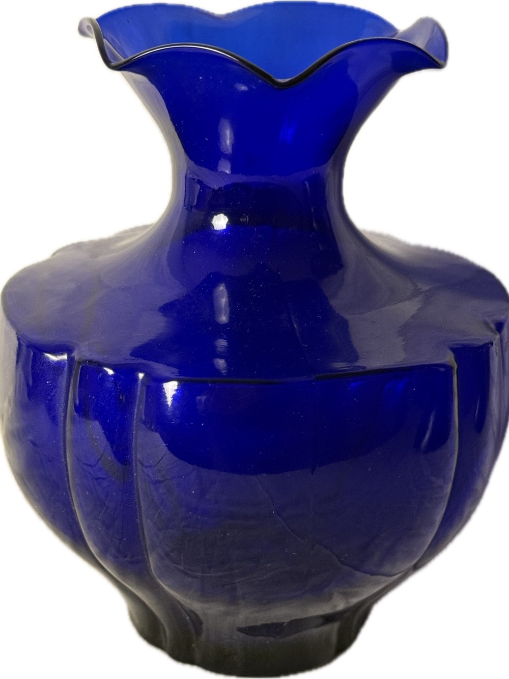 VTG Deep Cobalt Blue Art Glass Vase - Decorative Home Accent RETRO - Picture 7 of 8